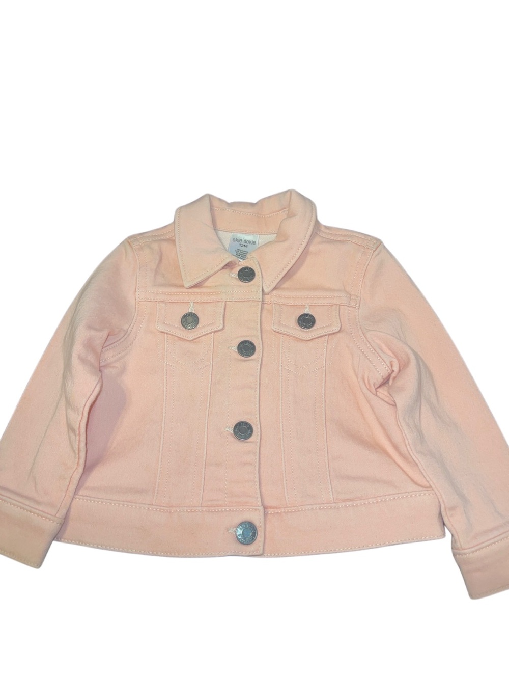 okie dokie Pale Pink Denim-Style Kids Jacket
